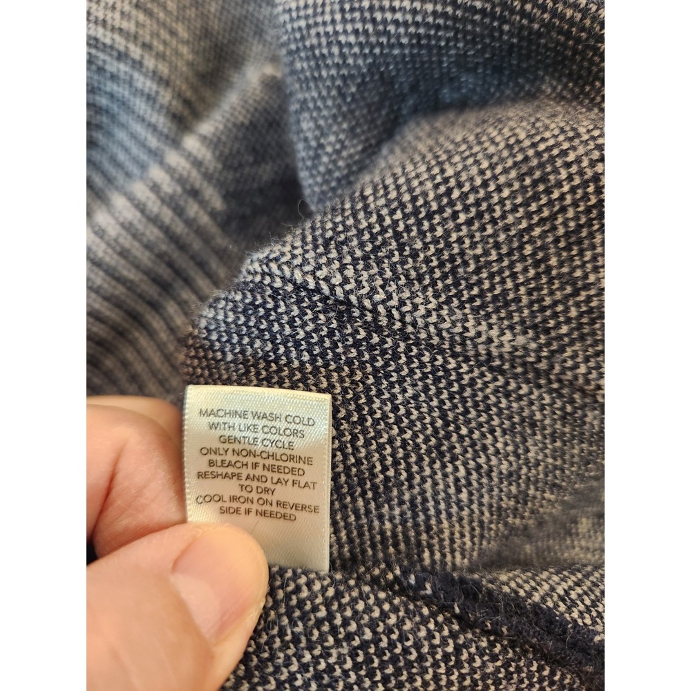 C&B Women Navy Geometric Print Long Open Cardigan Size XL Workwear Career Cozy - Picture 8 of 8